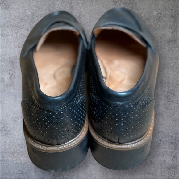 White Mountain Loafer Gunner Lug Sole Platform Black Leather Chunky Shoes 8 Wide - Picture 5 of 8